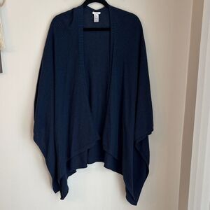 J. Jill Pure Jill Women's Navy Open Front blanket Sweater shawl cotton one size